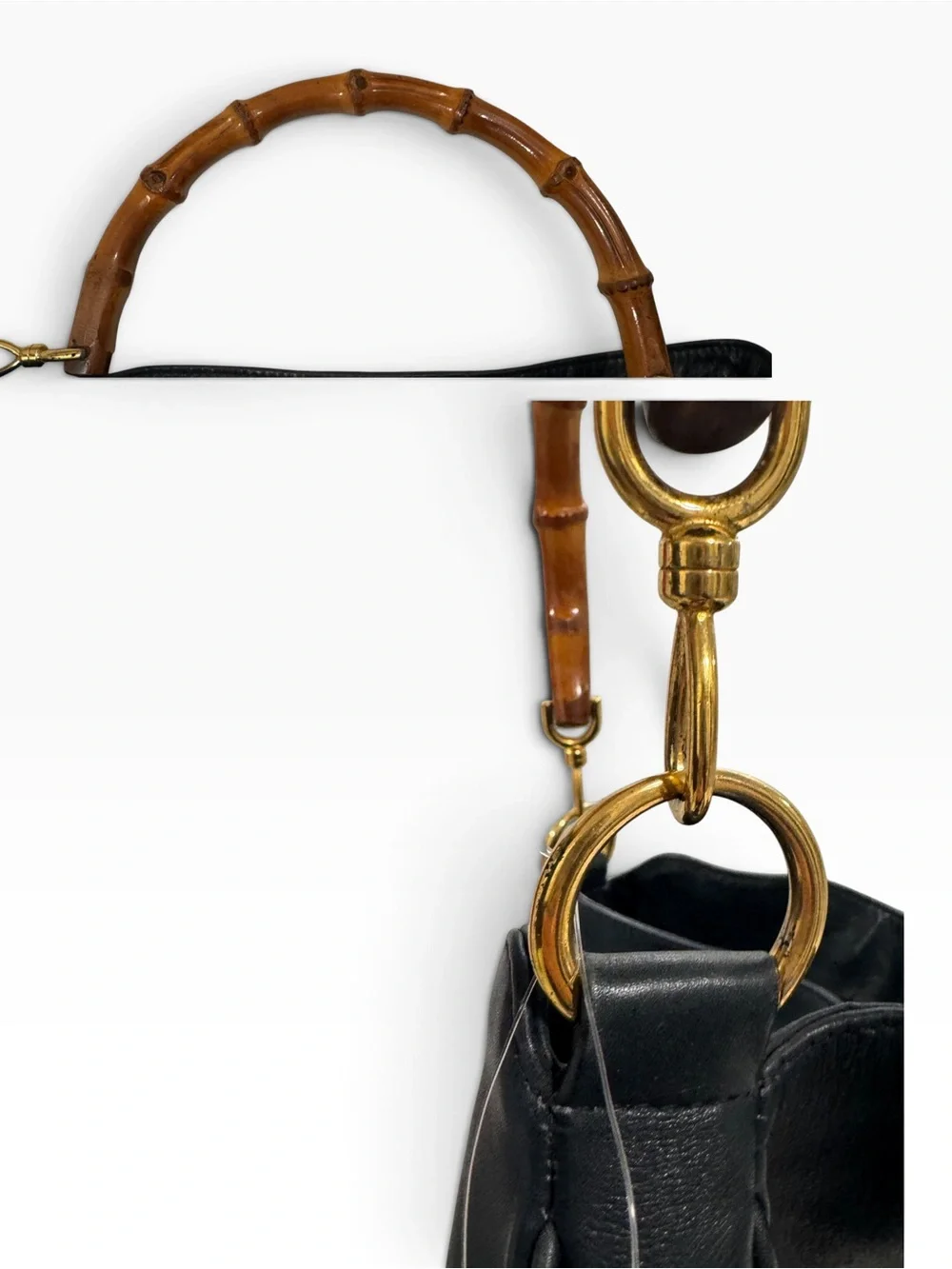 Vintage Gucci NAVY Bamboo Handle Leather Oversized Hobo Bag Bamboo 1947